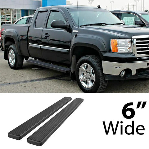 6 Inch Black Running Boards Kit For Chevy Silverado GMC Sierra 1999-2013 installed on double cab