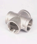 1-1/2 Inch BSP Female Cross 304 Stainless Steel 4 Way Pipe Fitting For Water Oil Air Systems, Heavy Duty Connector, Corrosion Resistant Plumbing Fitting With Leak Proof Seal