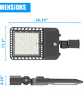 Dimensions of Beast Bright 300W LED Parking Lot Light With 39,000 Lumens, 5000K Daylight Color, Dusk To Dawn Photocell