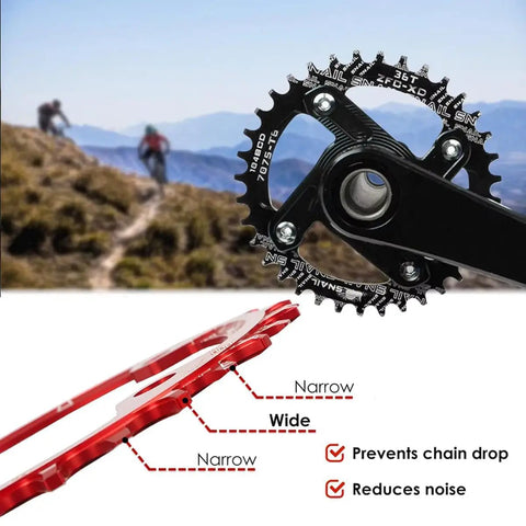 104 BCD Chainring 40T To 52T CNC 7075 Aluminum Narrow Wide Round Design For MTB Road Ebike Grippy Chain Retention