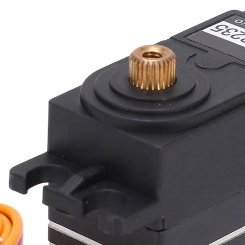Next Level 25kg Digital Servo Motor Featuring Tough Metal Gears For Rc Cars Boats And Aircraft Whisper Quiet Operation Easy Hookup And Rock Solid Torque For Serious Hobbyist Builds And Mods close-up of motor with metal gear and wiring