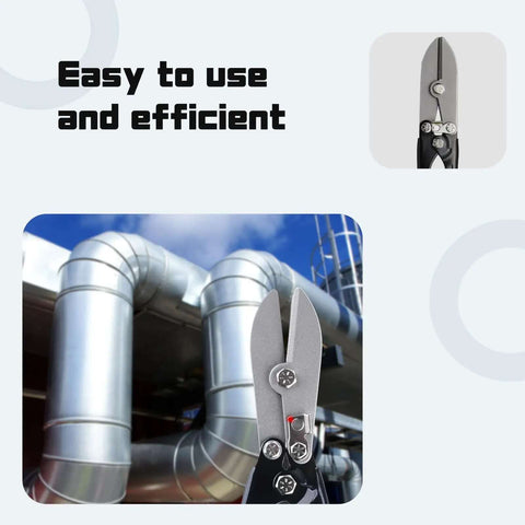 5 Blade Hand Crimper For Sheet Metal And Gutter Work Heavy Duty Crimp Tool in use on stainless steel HVAC ducts outdoors