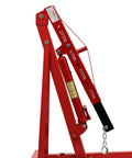 Heavy Duty Hydraulic Engine Hoist, 2 Ton Folding Shop Crane with red metal frame and lifting arm for vehicle maintenance.