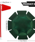 All Direction Golf Putting Cup For Indoor And Outdoor Practice shown with flag, dimensions included for size reference.