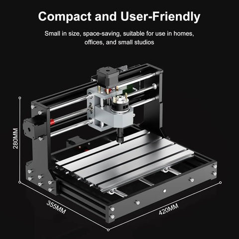 Badass Desktop CNC Router With Three Axis Engraving Power, compact design, 280MM height, suitable for home and small studios.