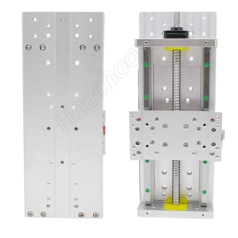 Front and side view of Beefed Up CNC Linear Rail Guide With 100mm Rails And 1605 Ballscrew SFU1605 Slide Stage For DIY CNC Kit
