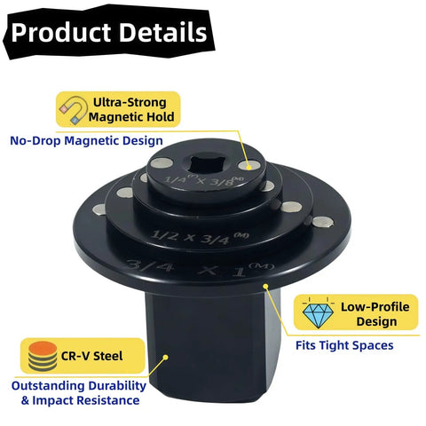 Kick Your Auto Repair Game Up With These Tough Low Profile Impact Socket Adapters From 3/8 To 1/2 Inch Featuring Magnetic Drive And High Temp Quench Steel For Tight Spot Jobs, CR-V steel