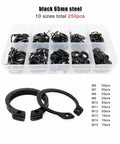 750 Pcs Retaining Rings Assortment Kit M6 To M15 External Circlips Snap Ring Set for Shafts Bearings and Gears Black 65Mn Steel