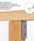 The Real Deal 304 Stainless Steel Corner Braces 90 Degree L Shaped Joint Connectors With 40 Screws showing metal L bracket connecting wood.