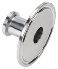 Side view of stainless steel 304 tri-clamp sanitary end-cap reducer, 2 in x 1/2 in