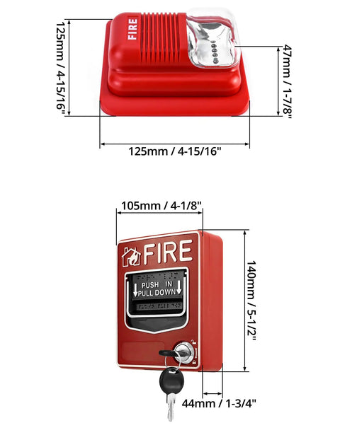 Wired Emergency Sound And Light Fire Alarm Station With 12 And 24V DC Power Strobe Siren Horn Dual Action Manual Call Point