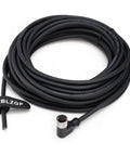 M12 4 Pin Right Angle Female to Open Connector Shielded Sensor Cable coiled with PVC molded shield, 10 meters.