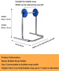 Heavy Duty Bubble Wrap Dispenser Stand With Reinforced Galvanized Steel Roll Holder For Lightning Fast Warehouse Packing And Shipping Station Workflow One Person Operation Is A No Brainer For Daily Fulfillment Grind, adjustable bubble wrap holder.