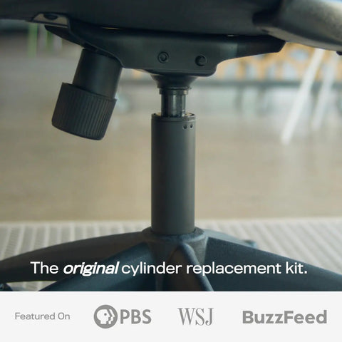 Chair Cylinder Replacement With Removal Tool For Quick Fix On Desk And Gaming Chairs shown installed on chair base