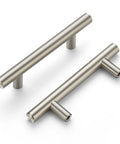 35 Pack 5 Inch Brushed Nickel Cabinet Pulls Stainless Steel Kitchen Drawer Cupboard Handles With 3 Inch Hole Centers For Modern Cabinets And Wardrobes Dope Look, Easy Install To Upgrade Your Home Decor, two angled views