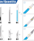 39 Piece Pro Grade Model Tools Kit for Model Building and Hobby Crafting showing knife handle, blades, and file sizes.