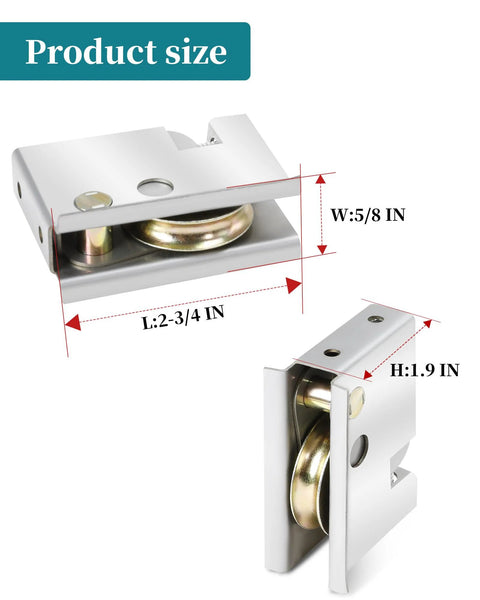 Sliding Patio Door Rollers One And One Half Inch Steel Ball Bearing Rollers Two Pack Adjustable Height Silver Finish Compatible With Pella Doors After 1992 Durable Stainless Steel Construction For Lasting Reliability And Quiet Smooth Operation On Track shown with dimensions