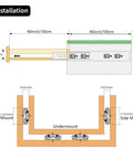 Installation diagram of Rugged 40 Inch Drawer Slides Full Extension Ball Bearing Stainless Steel Side Mount Rails 260 Lb Per Pair