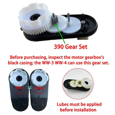 390 Gear Set Replacement Kit for Kids Ride On Cars and Electric Toys with 44T Large Gear, 50T Ring, 8T Gear
