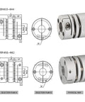 Beast Mode Aluminum Double Disc Flexible Coupler Shaft With Stainless Steel Diaphragm dimensions and design schematic for CNC machines.