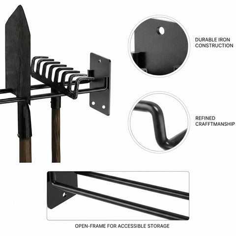 Vertical Wall Mounted Tool Rack For Garage And Workshop Space Saving Hand Tool Organizer with durable iron construction