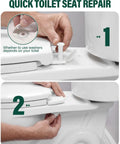 Hella Solid 4 Pack Toilet Seat Screws With Nuts And Washers, Heavy Duty Plastic Bolts shown in use for quick toilet seat repair.