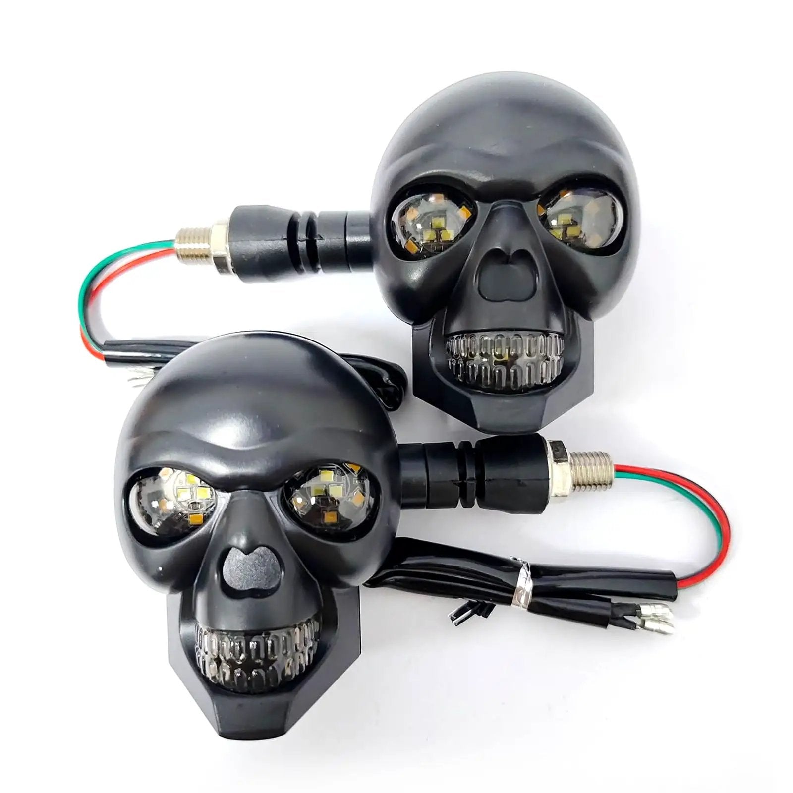 2PCS Skull LED Motorcycle Turn Signals – Waterproof, 10mm Screw