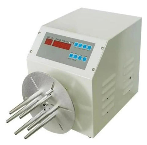 Badass Automatic Cable Winding Reel Cuts Through Tangles When Handling Usb Cords And Phone Lines While Effortlessly Spooling Four To Ten Millimeter Wire Daily, featuring digital controls and spool holder.