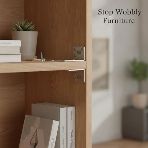 Beefy Stainless Steel Corner Bracket Heavy Duty 90 Degree Right Angle Shelf Support on wooden shelf for stability