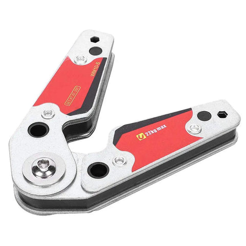Heavy Duty Magnetic Welding Clamp Adjustable 20 To 200 Degrees With Wide Base And 22 Kg Pro Grade Holding Power Includes Wrench For Quick Positioning In Hardware Carpentry And Construction Projects, pack of 2 angled steel welding clamps