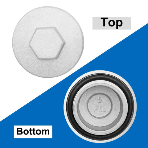 Rear Differential Gear Case Oil Cap Replacement For Honda TRX 250 300 350 400 450 500 Aluminum Cap top and bottom view