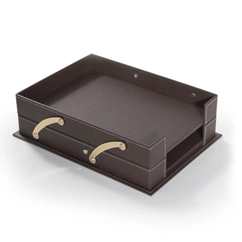Leather Desk Organizer Set For Home Office And Office Desk Accessories Bonded Leather Craft In Rich Colors, sleek tray detail