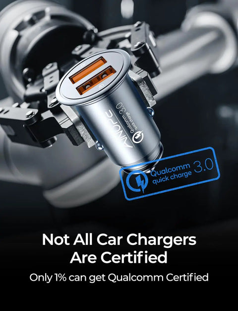 Ultra Compact 45W USB Car Charger Adapter With All Metal Body Cigarette Lighter Fast Charge For Android And iPhone Models.