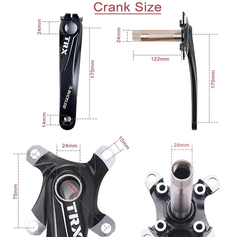 Hollow Aluminum Mountain Bike Crankset With 104 BCD 30T 38T Chainrings 170mm Crank Arm Narrow Wide Round And Oval Options Integrated Design
