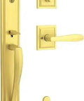 Torrey Pines Front Entry Handleset With Interior Lever Featuring SmartKey Deadbolt Rekey Technology And Microban Protection Satin Brass