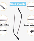 Heavy Duty Metal Glasses Replacement Temples With Screws Universal Eyeglass Arms For DIY Repair Slick Black Alloy Build Quick Swap Tight Fit Straight Upgrade 140Mm showcasing polished design.