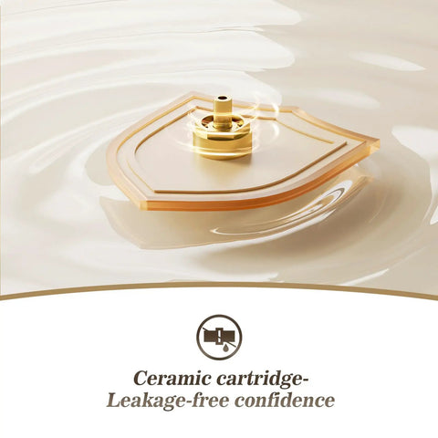 Ceramic cartridge showcased for Brushed Gold 2-Handle 4 Inch Centerset Bathroom Faucet With Drain Deck Plate And Supply Hoses Fits 1 Or 3 Hole Mounts No Fuss Easy Install High Arc Spout And 11.26 Inch Tall For Modern Bathrooms