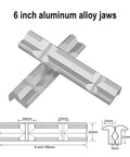6 inch V-Type Aluminum Alloy Vise Jaws For CNC Milling, Magnetic Workholding Fixture, with detailed measurements and side view.