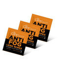 CareTouch anti-fog lens wipes sachets for glasses; three individually wrapped orange and black packs visible
