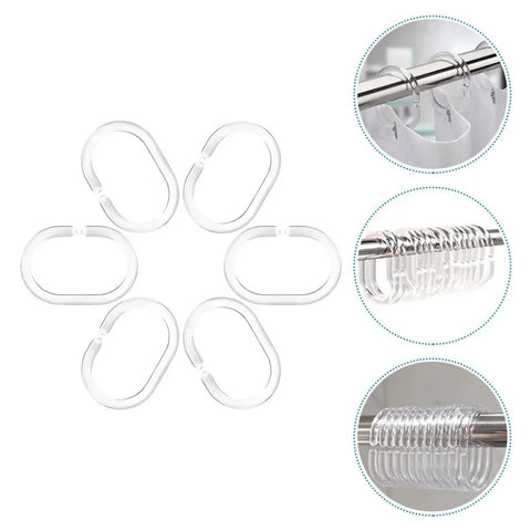 48 Pack Plastic Shower Curtain Hooks For Bathroom Rods, Smooth Glide Curtain Hangers, Easy Install Rings, Durable No-Fall Design shown.