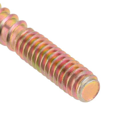 Heavy Duty Zinc Plated Hanger Bolts 1/4 20 X 1-1/2 Double Head Dowel Screws Wood Furniture 10 Piece Set showing the threaded end.