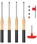 Top Shelf Carbide Wood Lathe Turning Tool Kit With Beefy Anti Slip Rubber Handles And Rust Proof Steel Cores, 4 tools with grips.