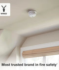 12 Pack Interconnect Hardwire Smoke Alarms With Built In Battery Backup Voice And Location Warnings Dead On Precision Detection Cuts Out Annoying Cooking False Alarms For Total Peace Of Mind mounted on ceiling