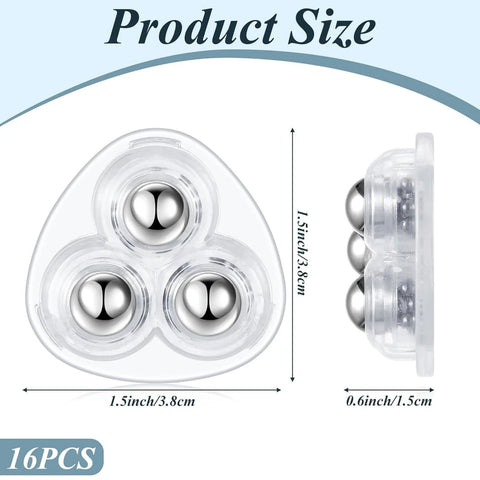 Mini Universal Caster Wheels For Furniture Self Adhesive Ball Castors Flat Mount ABS Material 1.5 inch side view