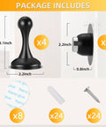 Four Pack Magnetic Door Stop No Drilling With 3D Adhesive Tapes Keeps Doors Open And Silent Easy Install Durable Stainless Steel Mount With Included Screws Black Finish Great For Home And Office, includes adhesive tapes and screws