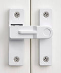 White Flip Barn Door Lock With 180 Degree Privacy Latch And Zinc Alloy Security Hardware for barn doors; front view