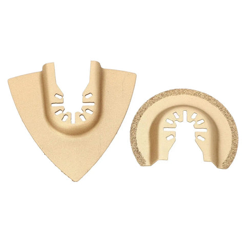 Do It All Oscillating Saw Blades Set for Wood Plastic Metal Semicircular High Carbon Steel Multitool Attachments, two blades shown