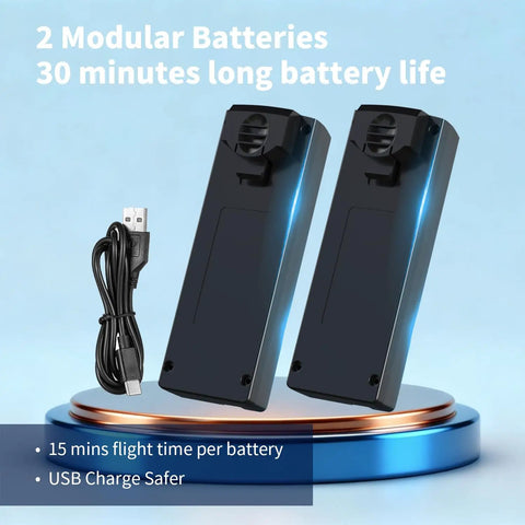 Two batteries and a USB cable for 1080P HD Camera Foldable RC Drone With One Key Takeoff And Landing Gesture Control.