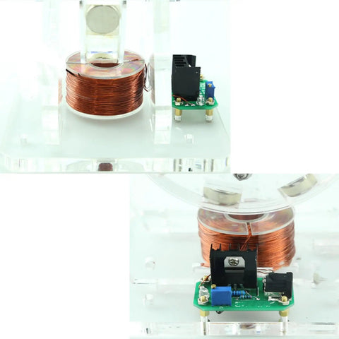 Close-up of DIY Perpetual Motion Model Kit with Stable Electromagnetic Drive 24V showing electromagnetic coils and components.