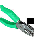 Green Square Hole Punch 0.2 Inch Handy Handheld Paper Puncher with ergonomic grip, metal punch tool for DIY crafts and card making.